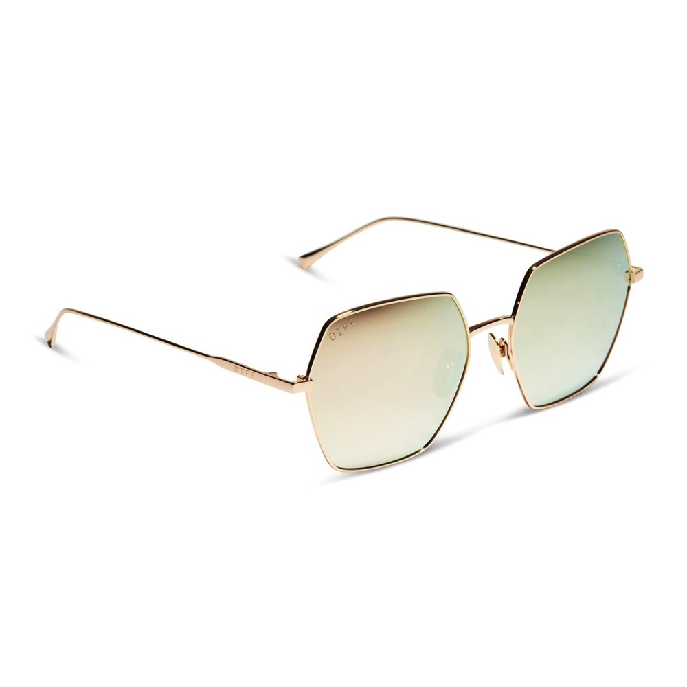 DIFF Harlowe Gold Taupe Flash Geometric Sunglasses New With Case